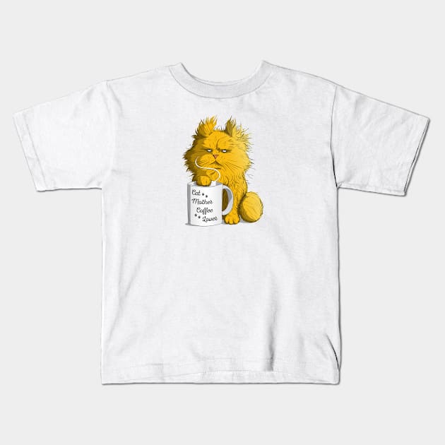 Cat mother Coffee lover Kids T-Shirt by Carlo Betanzos